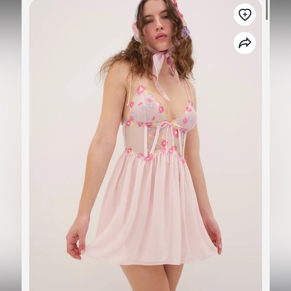 FOR LOVE AND LEMONS SIZE S SMALL Greenhouse Garden Slip PINK FLORAL Mini
